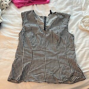White House Black Market Black and White Checkered Blouse